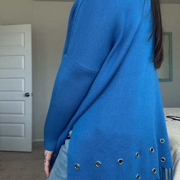 Chico's Tops - Chico's Blue Embellished Sweater Poncho